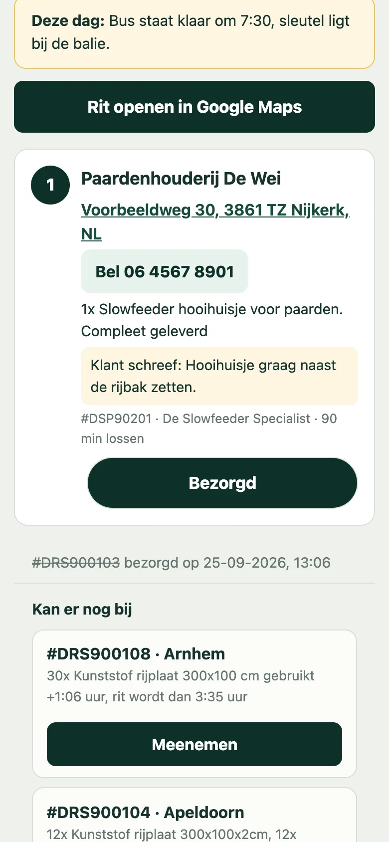 De rit na een bezorgde stop