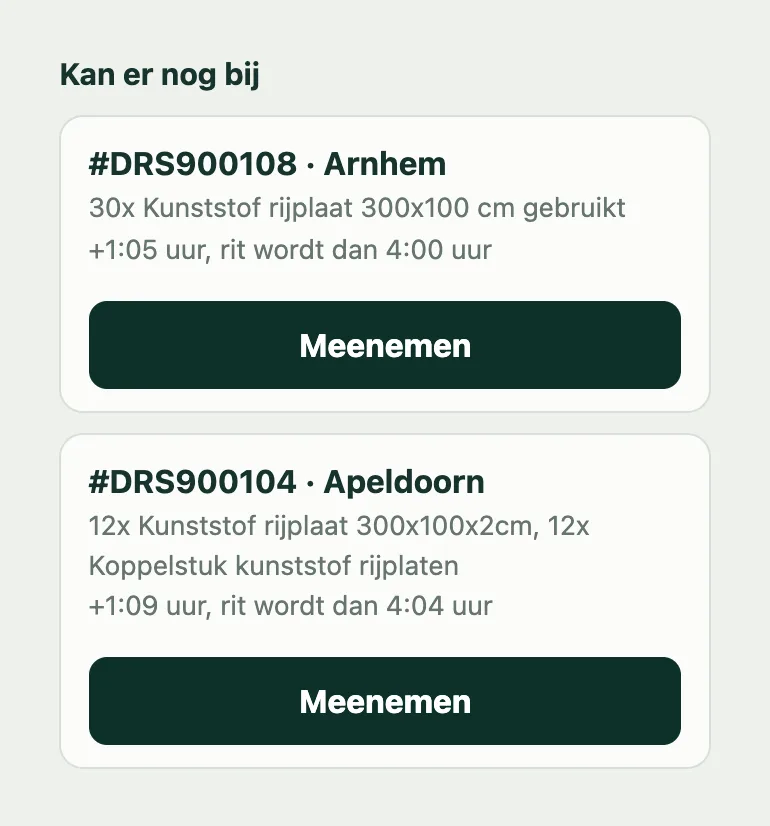 Lijst met orders die er nog bij kunnen